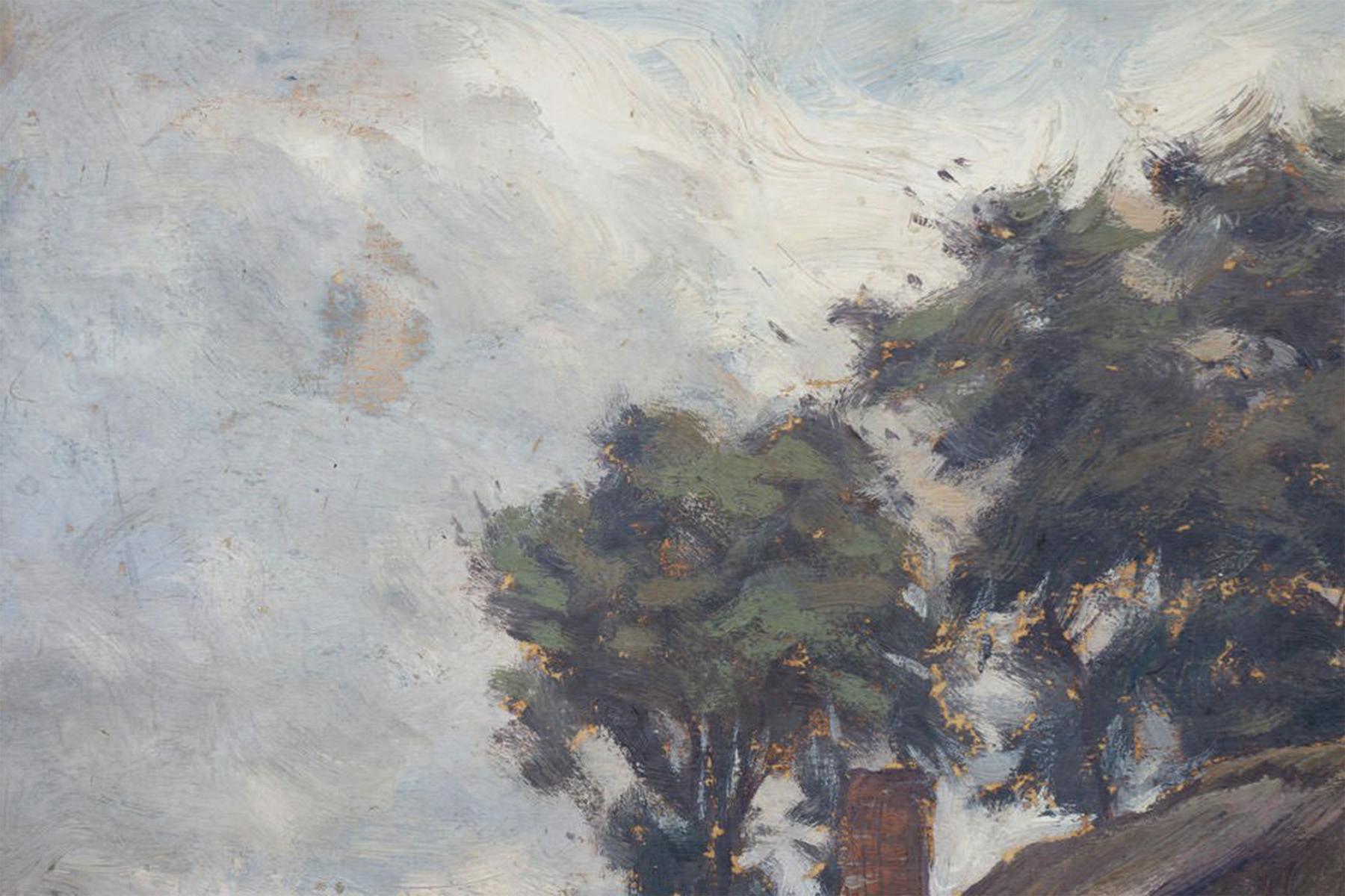 Landscape Scene with Barn and Trees, Late 19th Century, Ohio Artist For Sale 4