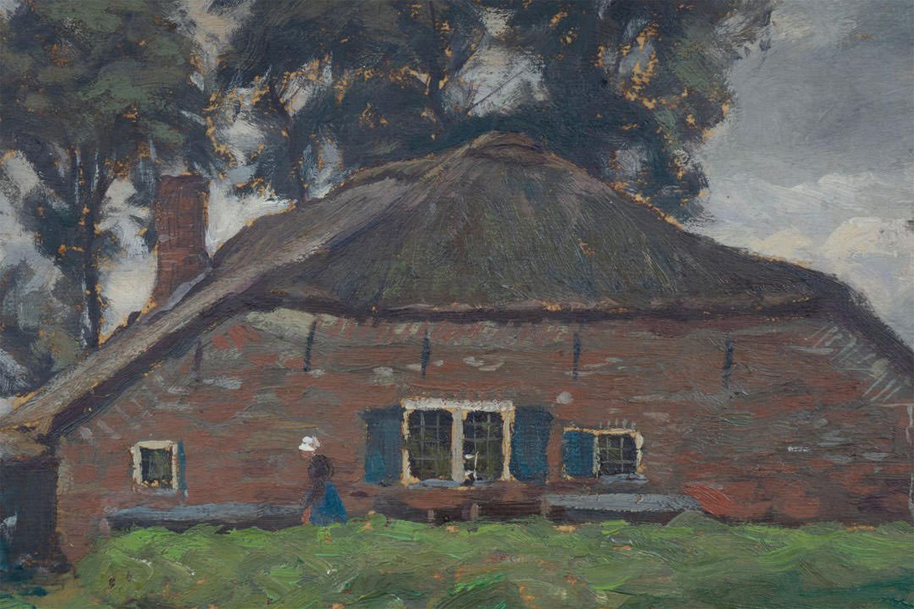 Landscape Scene with Barn and Trees, Late 19th Century, Ohio Artist For Sale 5