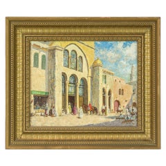Pintura al óleo orientalista de Addison Millar "El palacio después de Basha"
