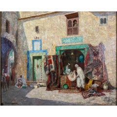The Prayer Rug 19th-century Orientalist Oil Painting on Canvas, Signed
