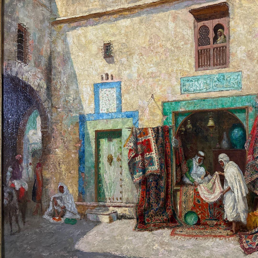 Il Tappeto della Preghiera Pittura ad olio orientalista del XIX secolo su tela, firmata - Painting Realismo di Addison Thomas Millar
