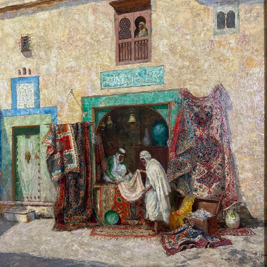 The Prayer Rug 19th-century Orientalist Oil Painting on Canvas, Signed For Sale 1