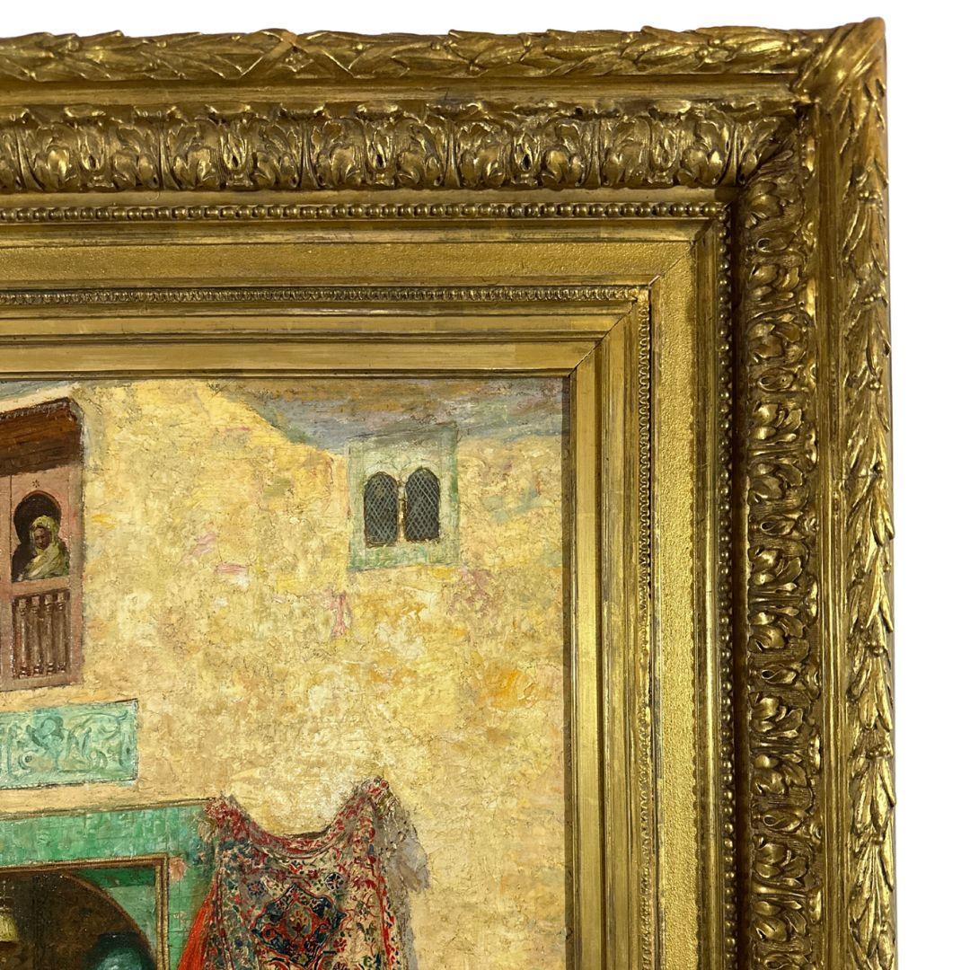 The Prayer Rug Peinture à l'huile orientaliste sur toile du XIXe siècle, signée en vente 1