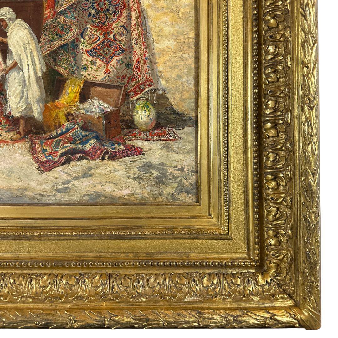 The Prayer Rug 19th-century Orientalist Oil Painting on Canvas, Signed For Sale 4