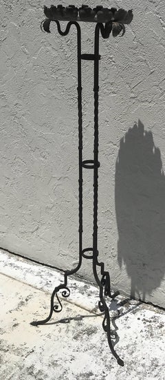 Addisson Mizner Style Bronze Palmette and Iron Pedestal