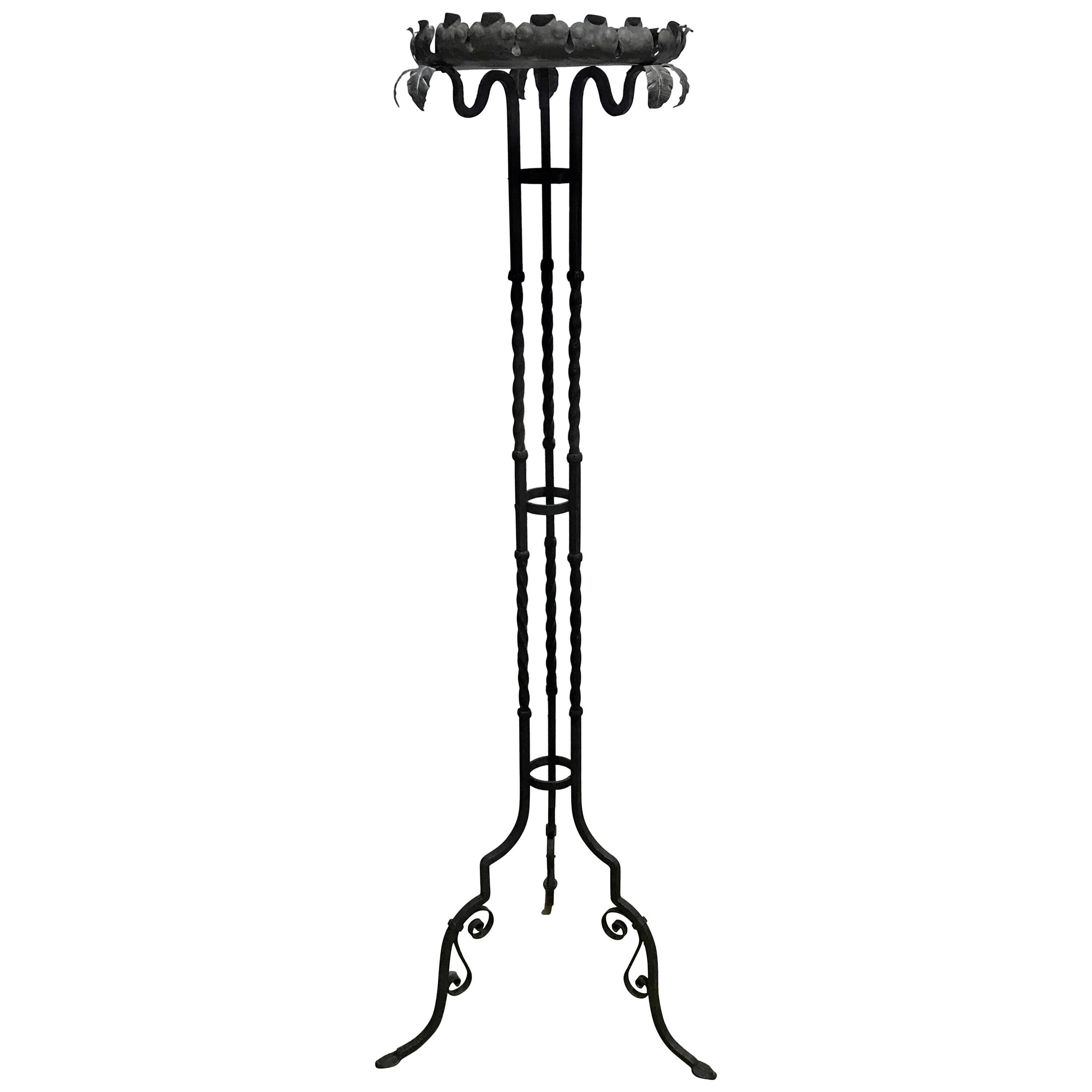Palmetas de Bronce y Pedestal de Hierro Estilo Addisson Mizner