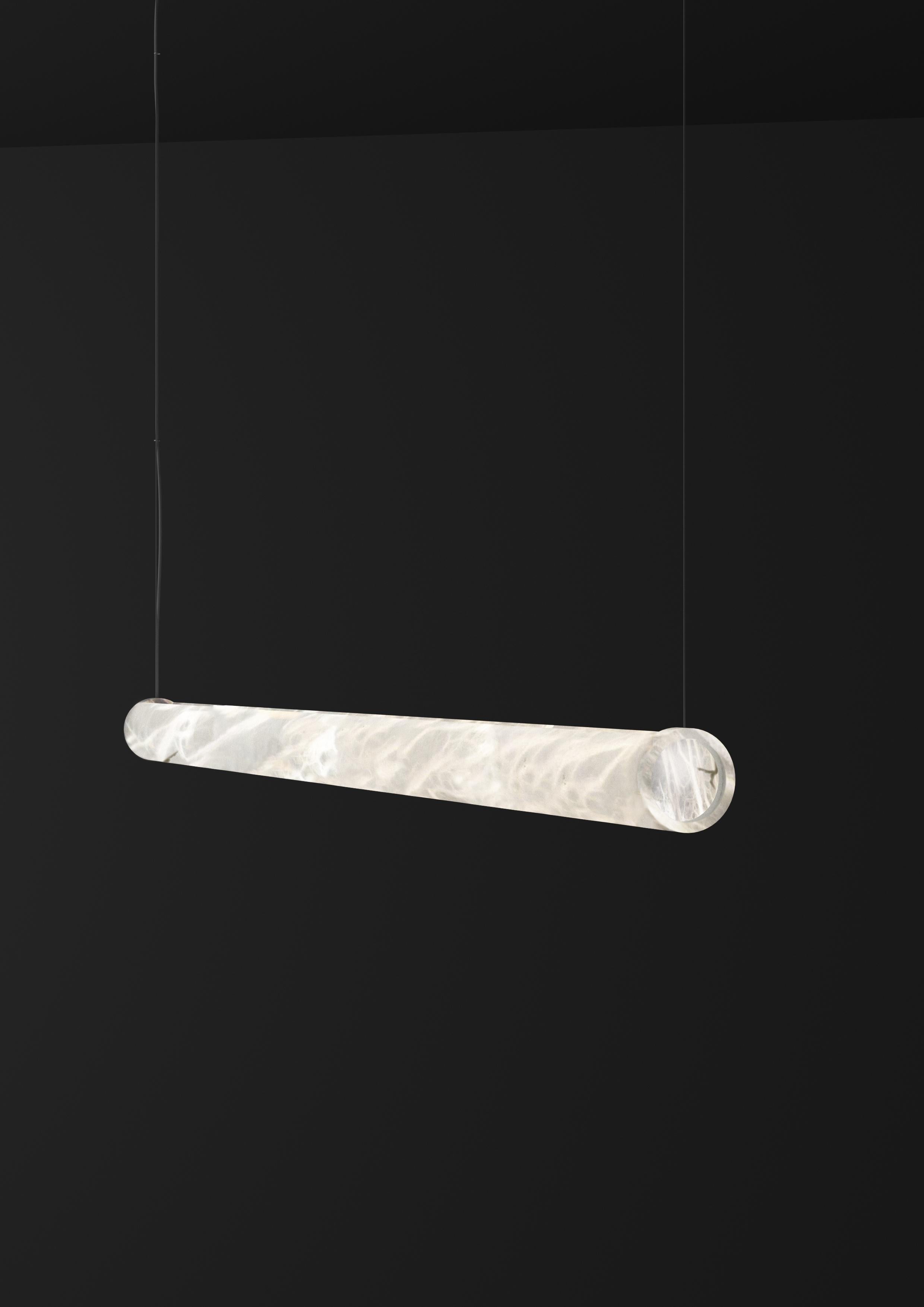 Ade L 1200 Pendant Lamp by Alabastro Italiano
Dimensions: D 8 x W 120 x H 8 cm.
Materials: White alabaster and metal.

Available in different finishes: Shiny Silver, Bronze, Brushed Brass, Ruggine of Florence, Brushed Burnished, Shiny Gold, Brushed