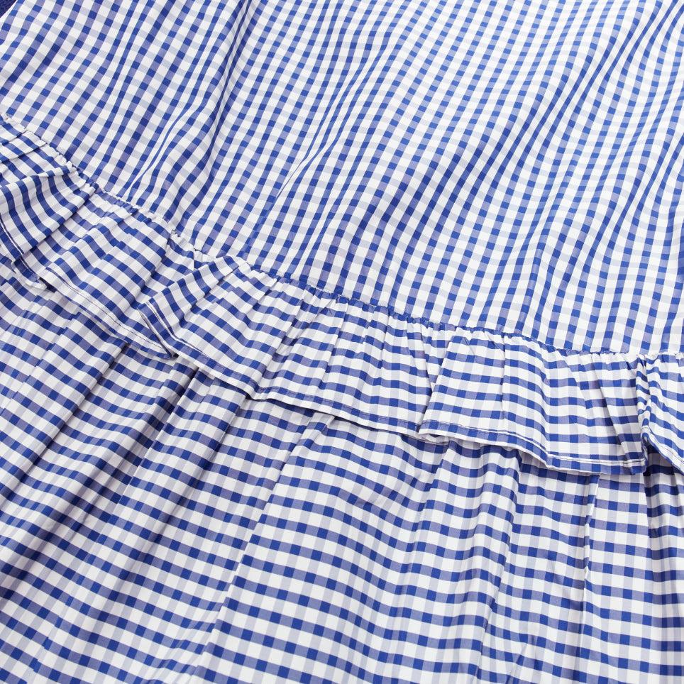 ADEAM blue cotton blend gingham ruffle back side tie cardigan sweater S For Sale 3