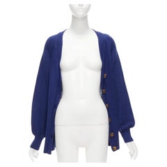 ADEAM blue cotton blend gingham ruffle back side tie cardigan sweater S