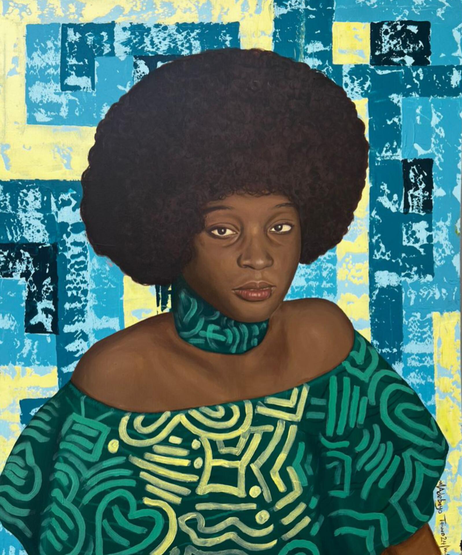 Figurative Painting di Adebayo Taiwo - Abike (Born To Be Cherished) - 21° secolo, Contemporaneo, Figurativo, Ritratto