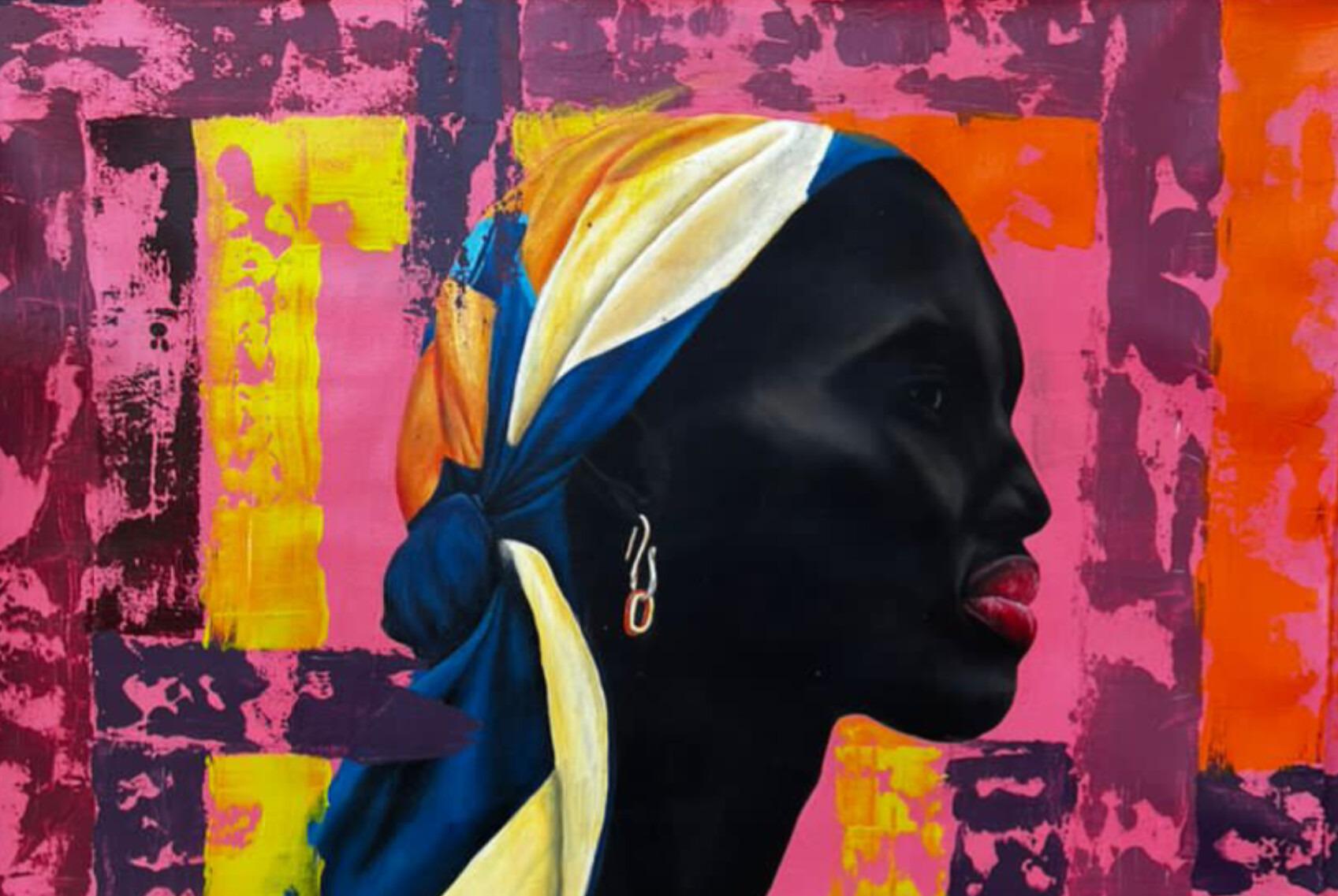 Black Essence - 21st Century, Contemporary, Figurative, Portrait, Africa, Women - Painting by Adebayo Taiwo