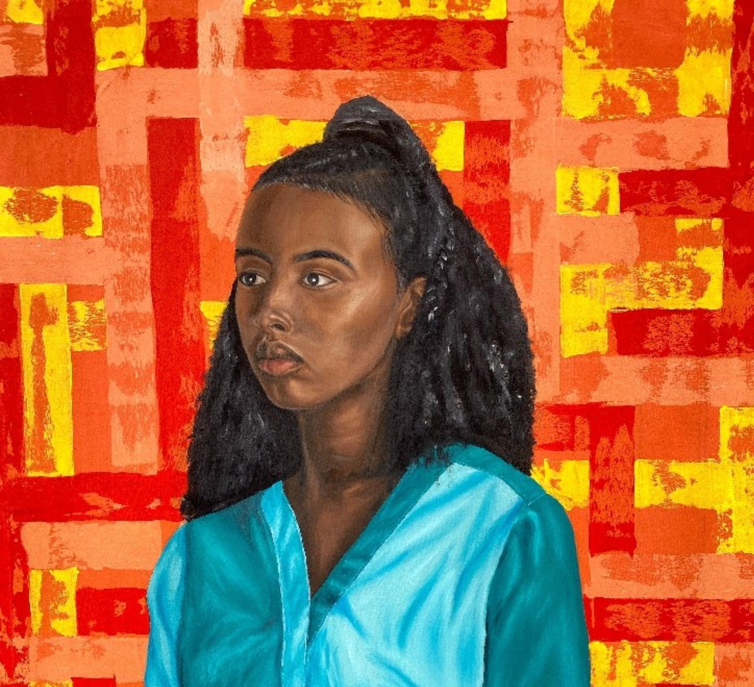 Calm Within - 21. Jahrhundert, Zeitgenössisch, Figuratives Porträt, Frauen, Acryl – Painting von Adebayo Taiwo