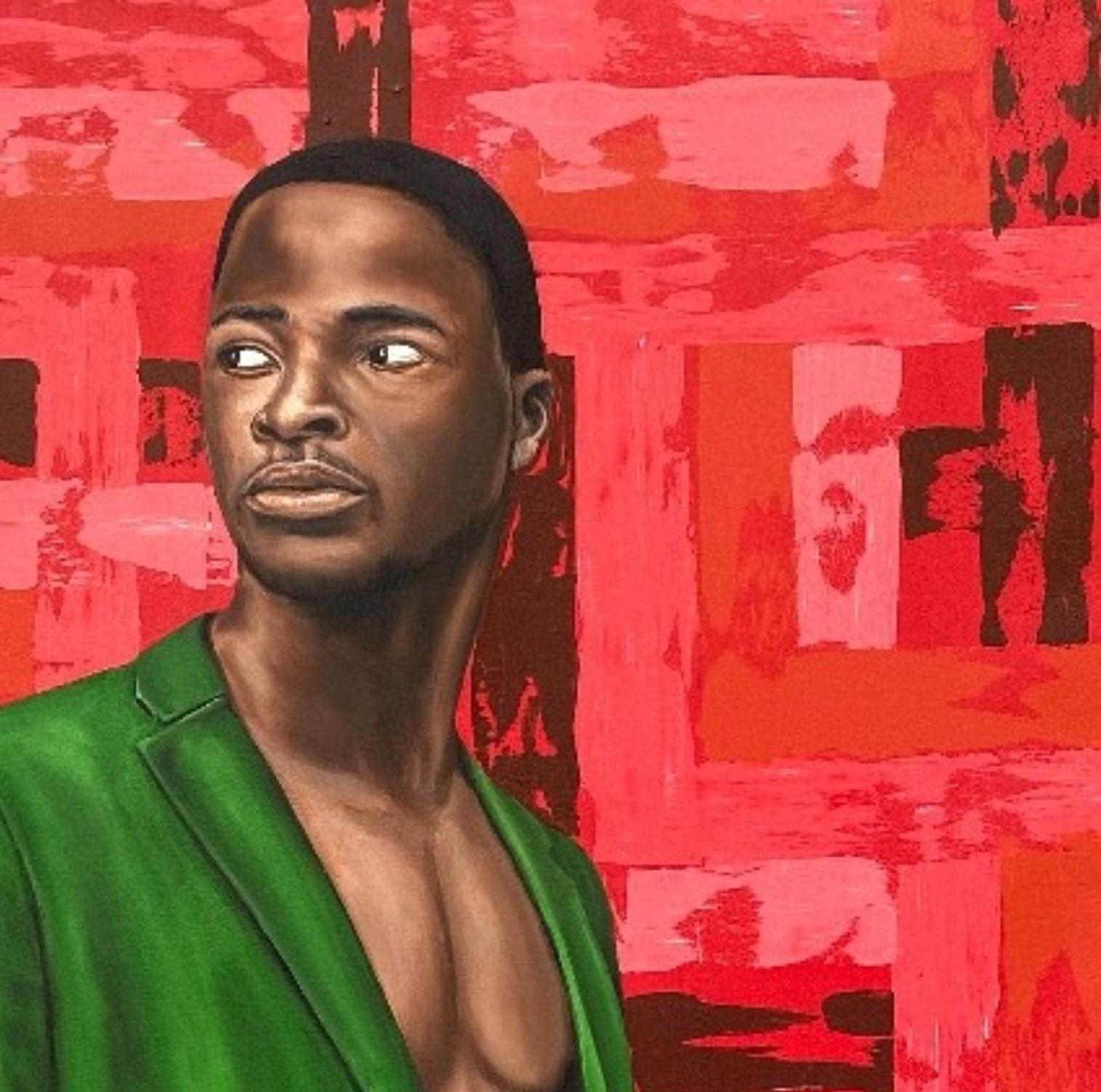 Caos ed Eleganza -21° Secolo, Contemporary, Ritratto figurativo, Uomini, Amore - Painting di Adebayo Taiwo