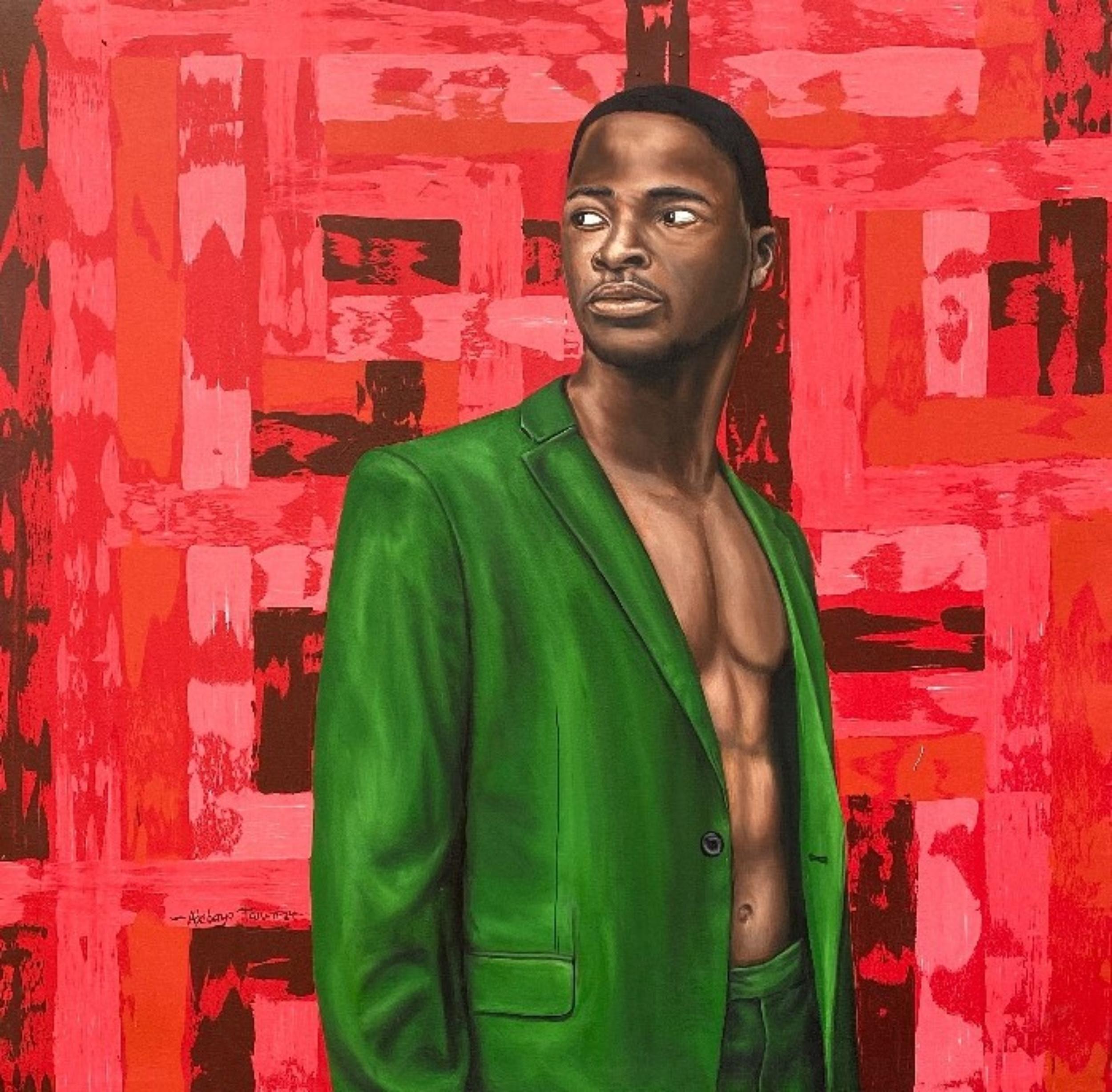 Figurative Painting di Adebayo Taiwo - Caos ed Eleganza -21° Secolo, Contemporary, Ritratto figurativo, Uomini, Amore