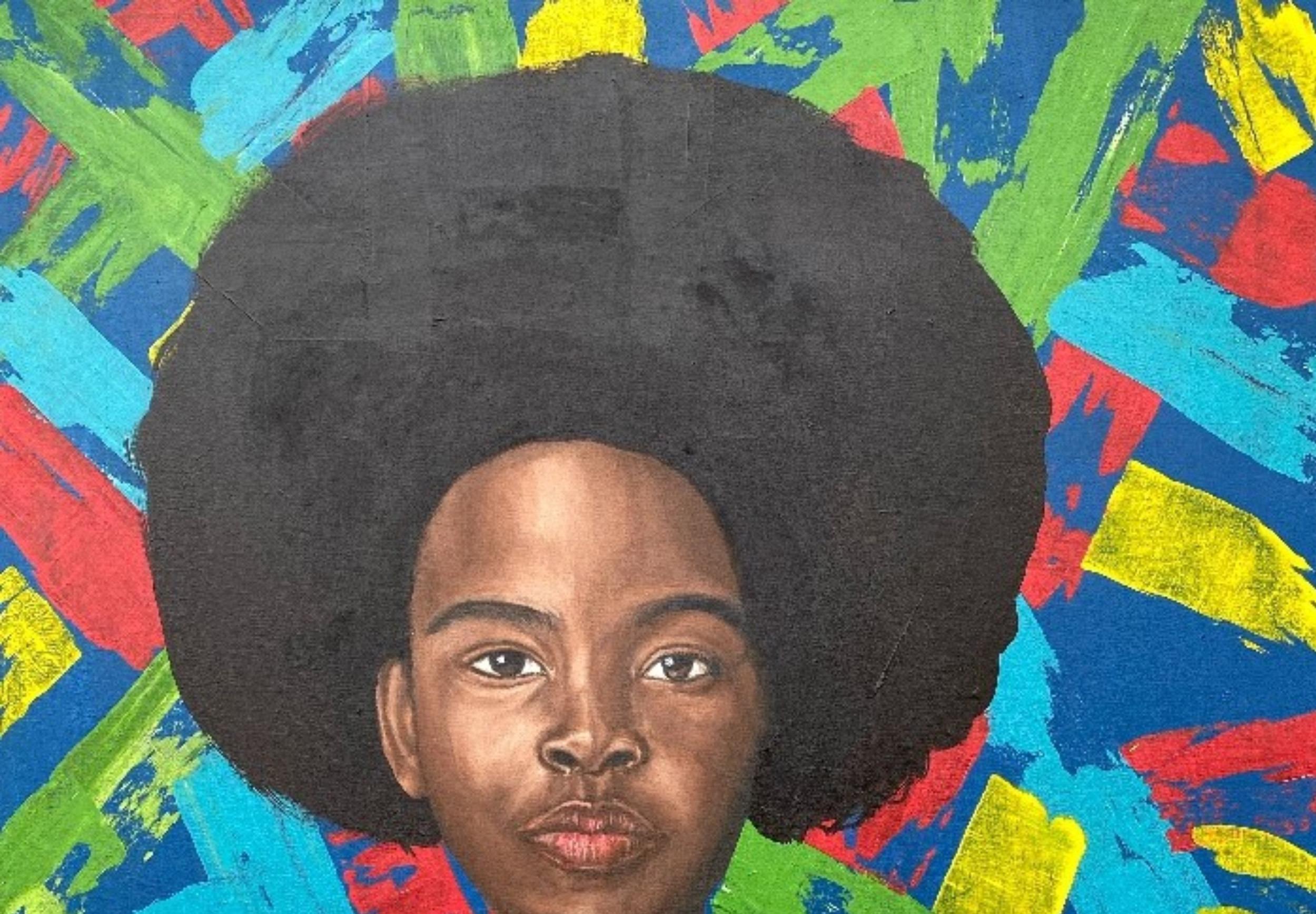 Colouring The Chaos - 21. Jahrhundert, Contemporary, Figurativ, Porträt, Kinder – Painting von Adebayo Taiwo