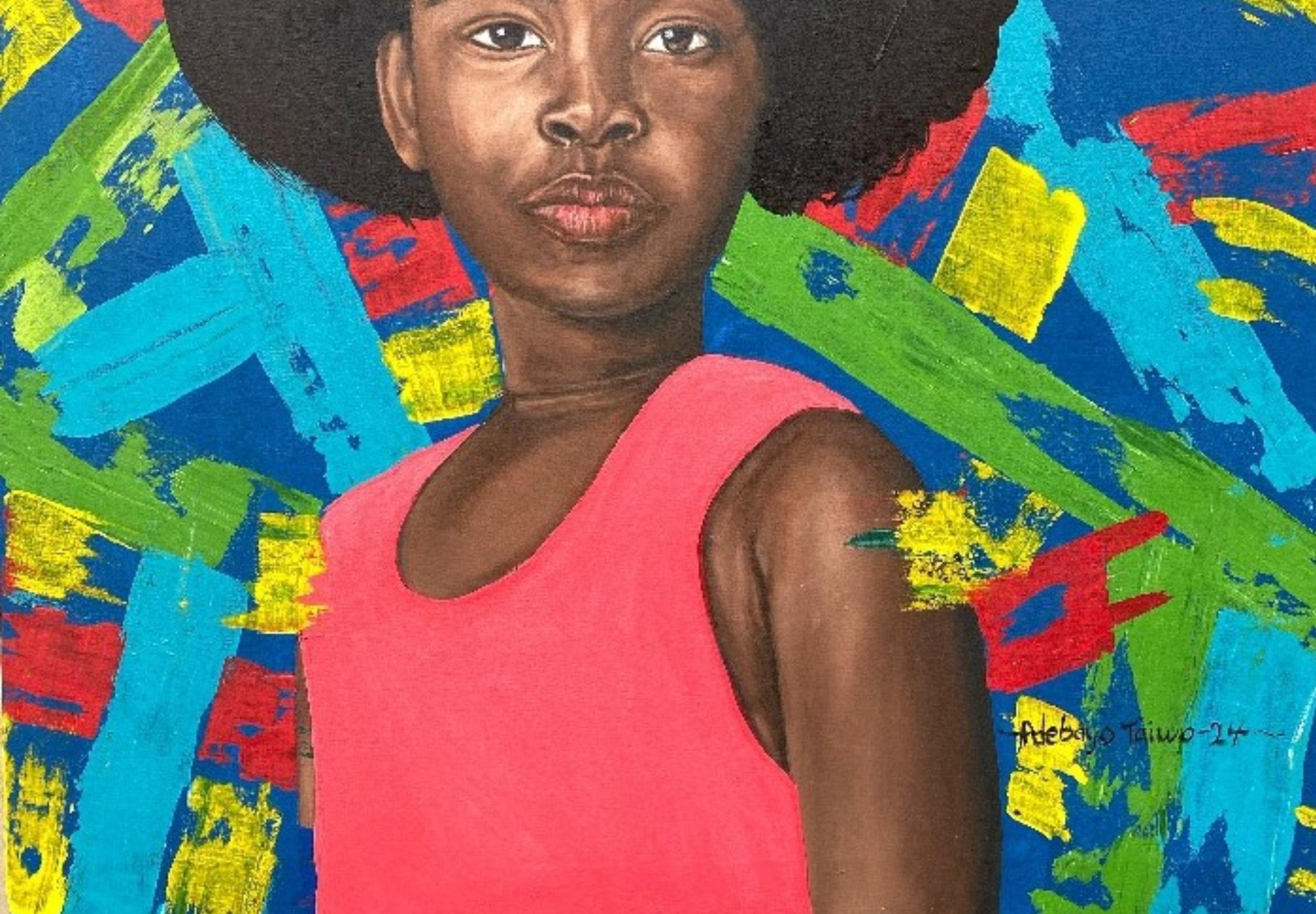 Colouring The Chaos - 21. Jahrhundert, Contemporary, Figurativ, Porträt, Kinder (Zeitgenössisch), Painting, von Adebayo Taiwo