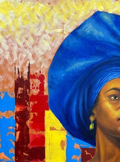 Fold 2 -21st Century, Contemporary, Figurative Portrait, Women, Africa Head Gear