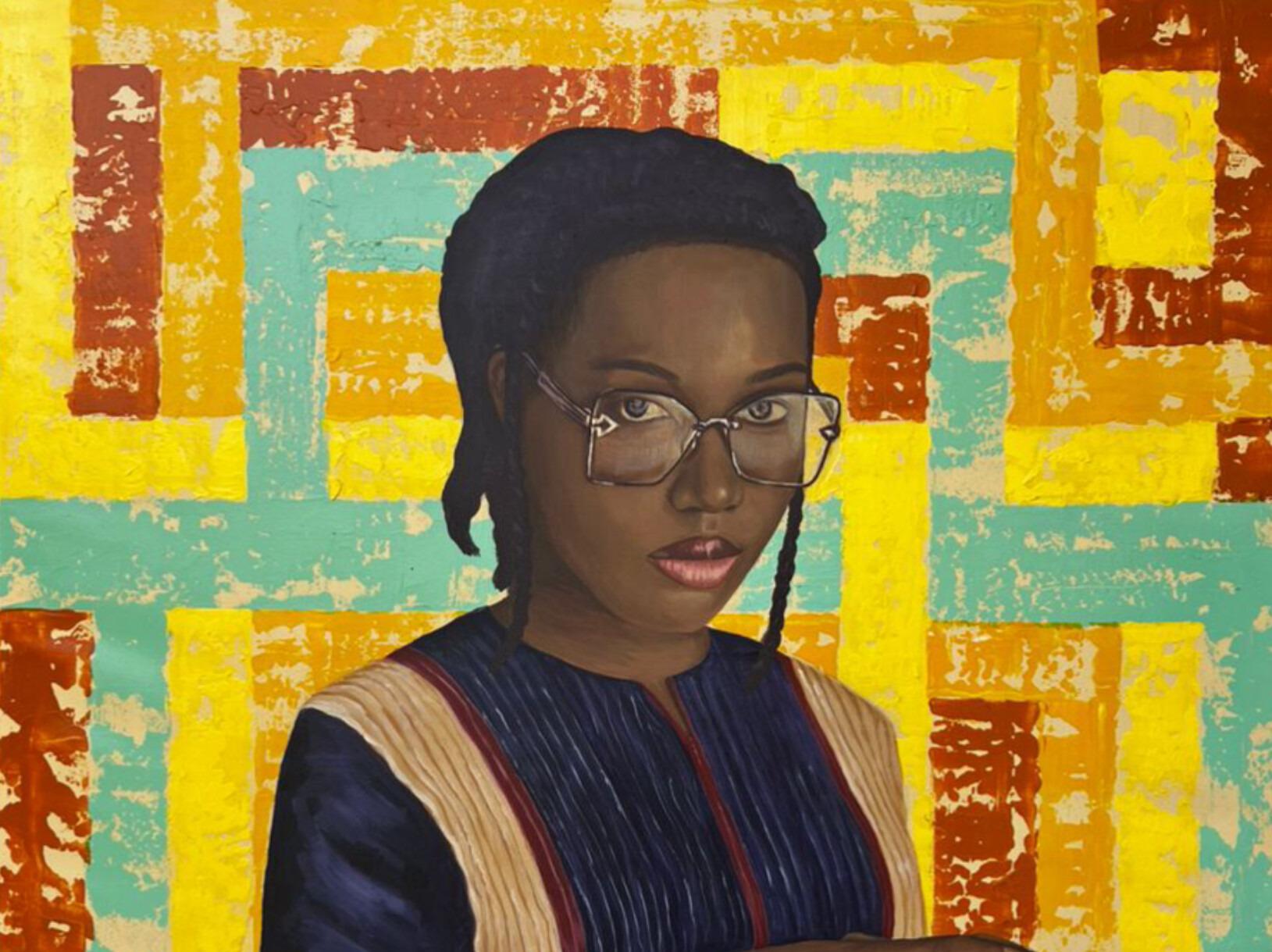 Her Worth -21st Century, Contemporary, Figurative Portrait, Africa, Modern Women - Painting de Adebayo Taiwo