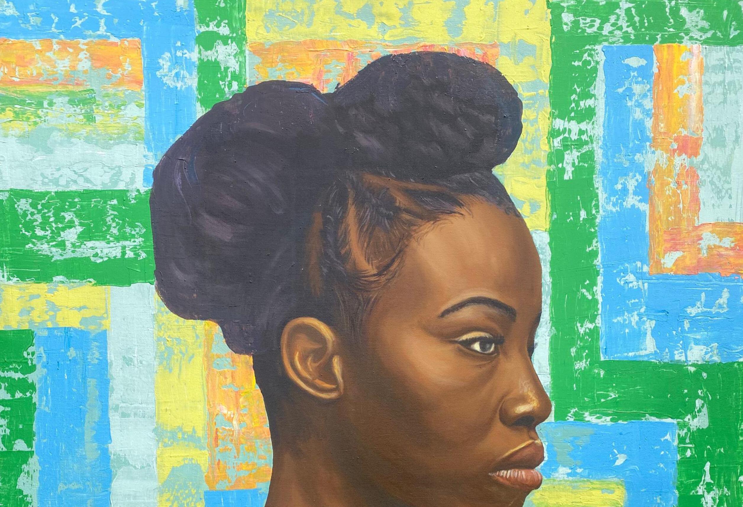 Ìrètí ( Speranza) 2 - XXI secolo, Contemporaneo, Ritratto figurativo, Donne, Africa - Painting di Adebayo Taiwo