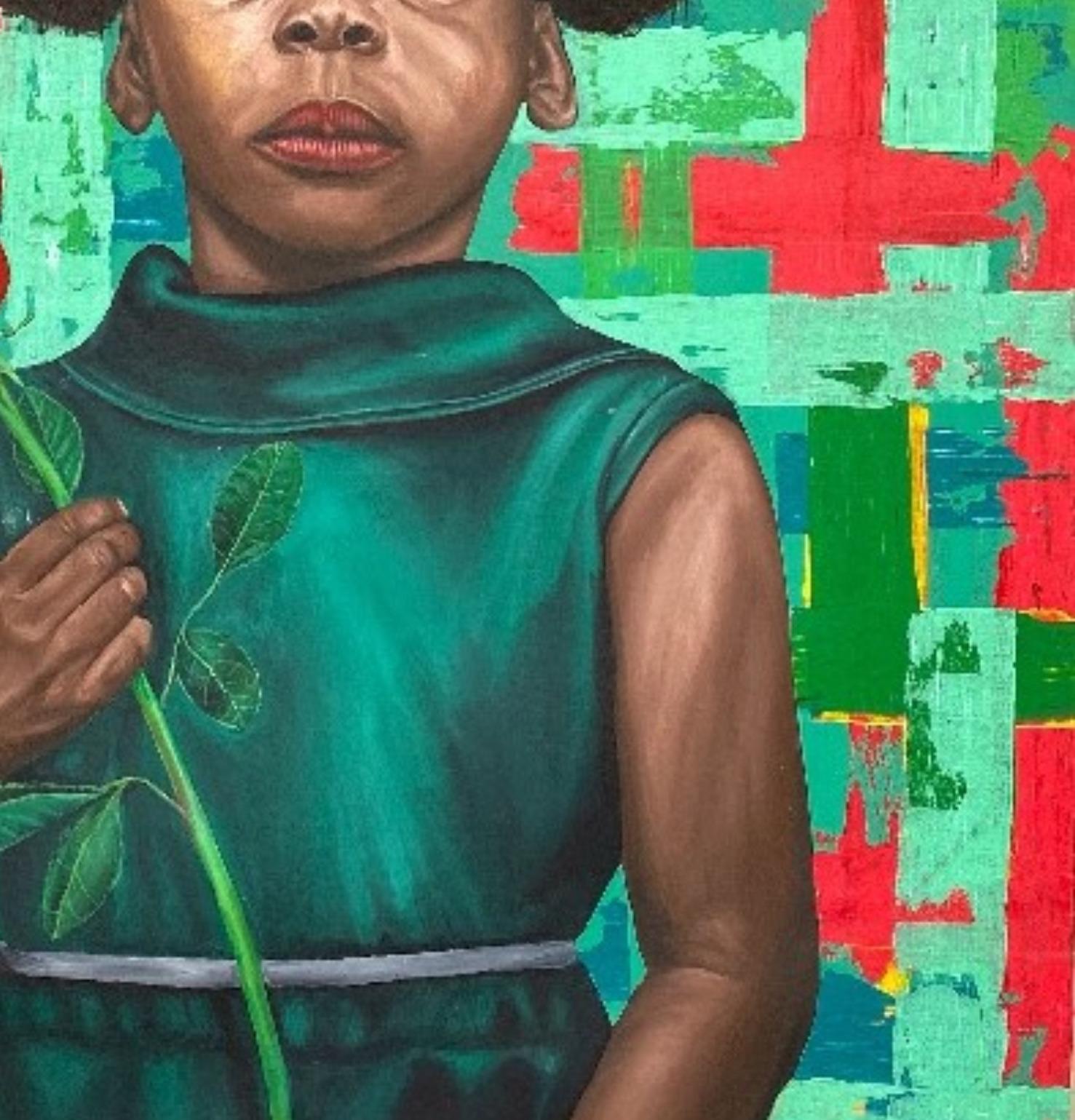 Ricordi che fioriscono - 21° secolo, Contemporaneo, Figurativo, Floreale, Bambini in vendita 1