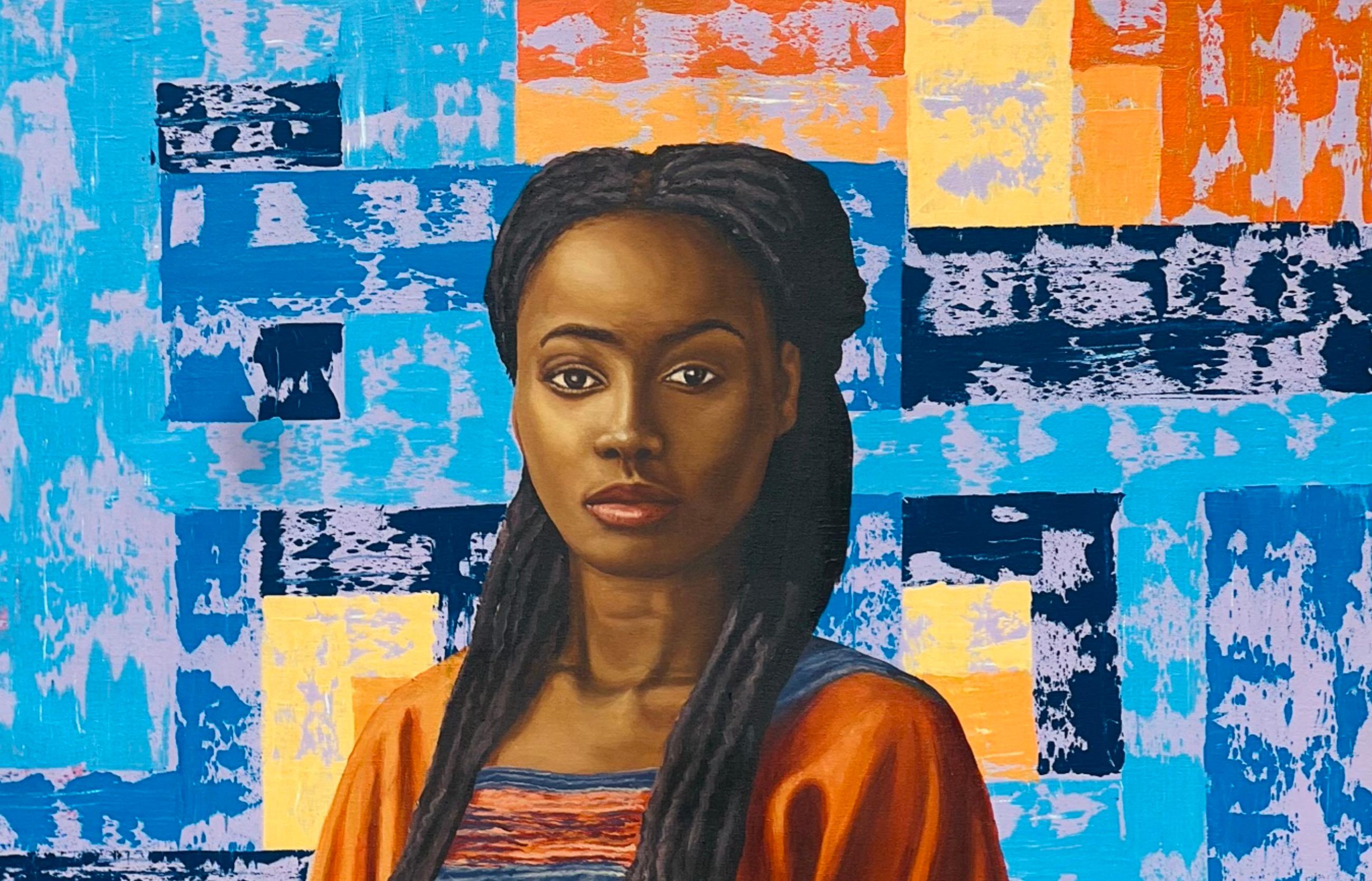 Peaceful Haven -Siglo XXI, Contemporáneo, Retrato figurativo, Mujer, Colorido - Painting de Adebayo Taiwo