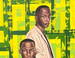Side By Side -21e siècle, Contemporain, Portrait figuratif, Hommes Amour, Acrylique