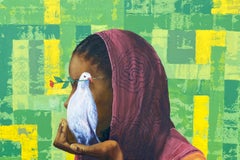 State of Calm - 21st Century, Contemporary, Figurative, Portrait, Women, Bird