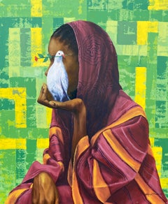 State of Calm - 21st Century, Contemporary, Figurative, Portrait, Women, Bird