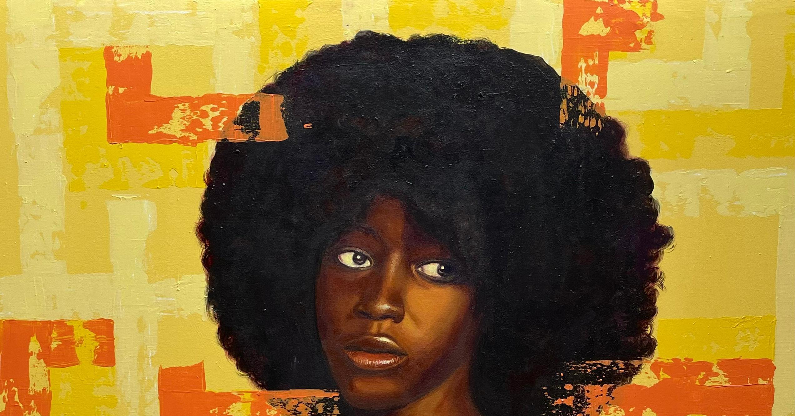 Striving in Haste - 21st Century, Contemporary, Figurative, Portrait, Women - Painting by Adebayo Taiwo