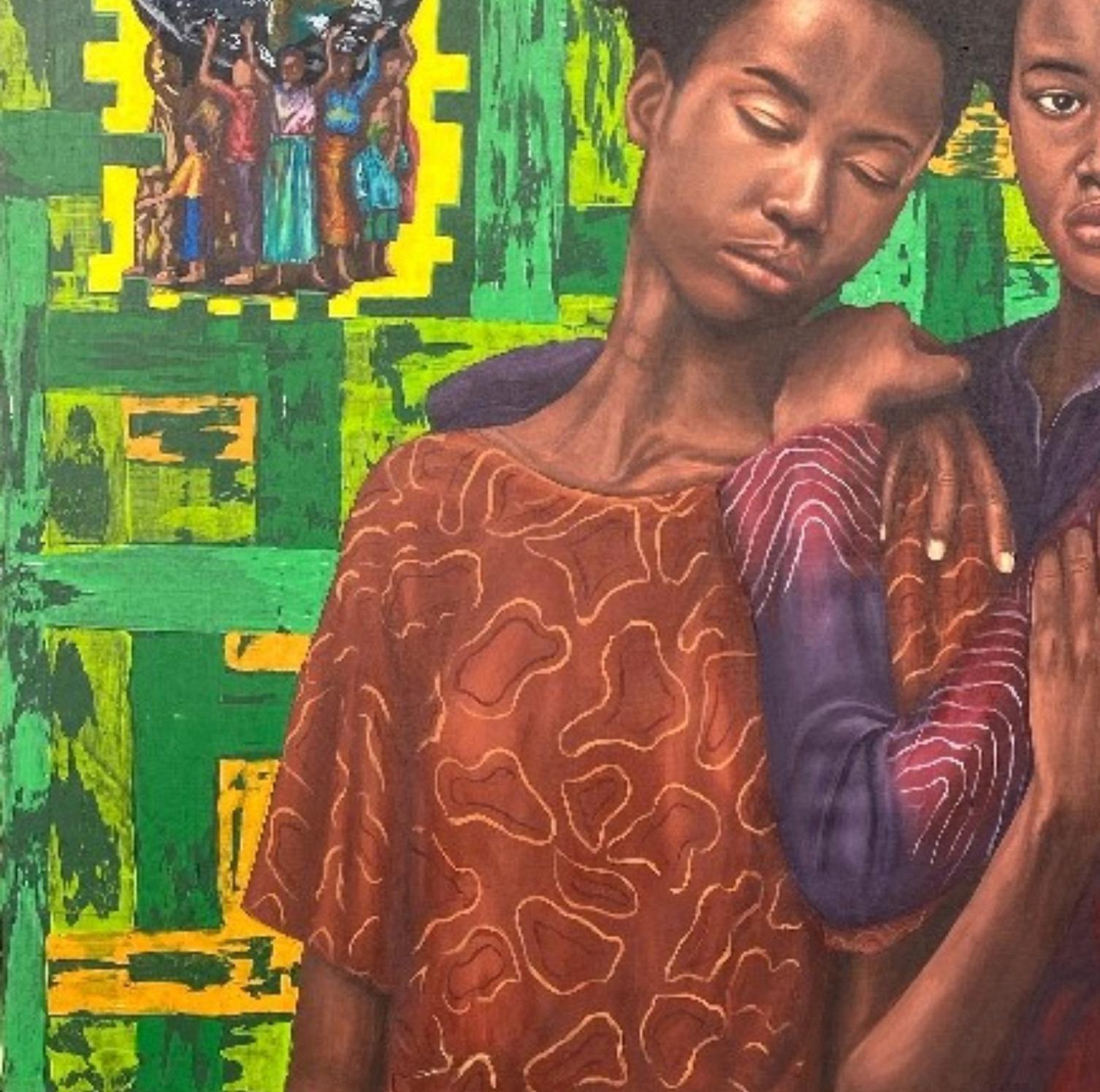 Ubuntu (The Essence of Humanity - 21. Jahrhundert, Contemporary, Figurativ, Frauen (Grau), Portrait Painting, von Adebayo Taiwo