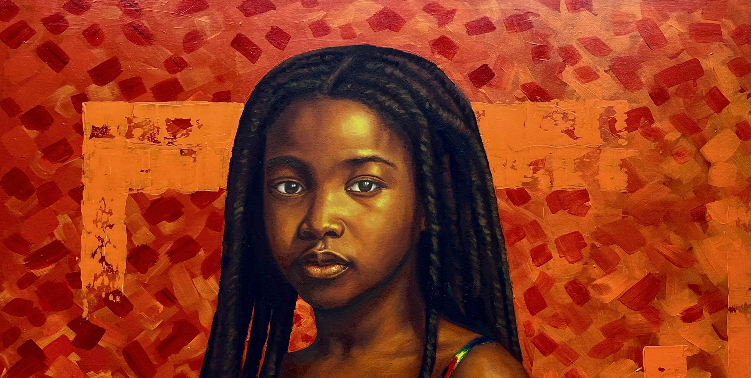Wandering in Waiting - 21st Century, Contemporary, Figurative, Portrait, Women - Painting by Adebayo Taiwo