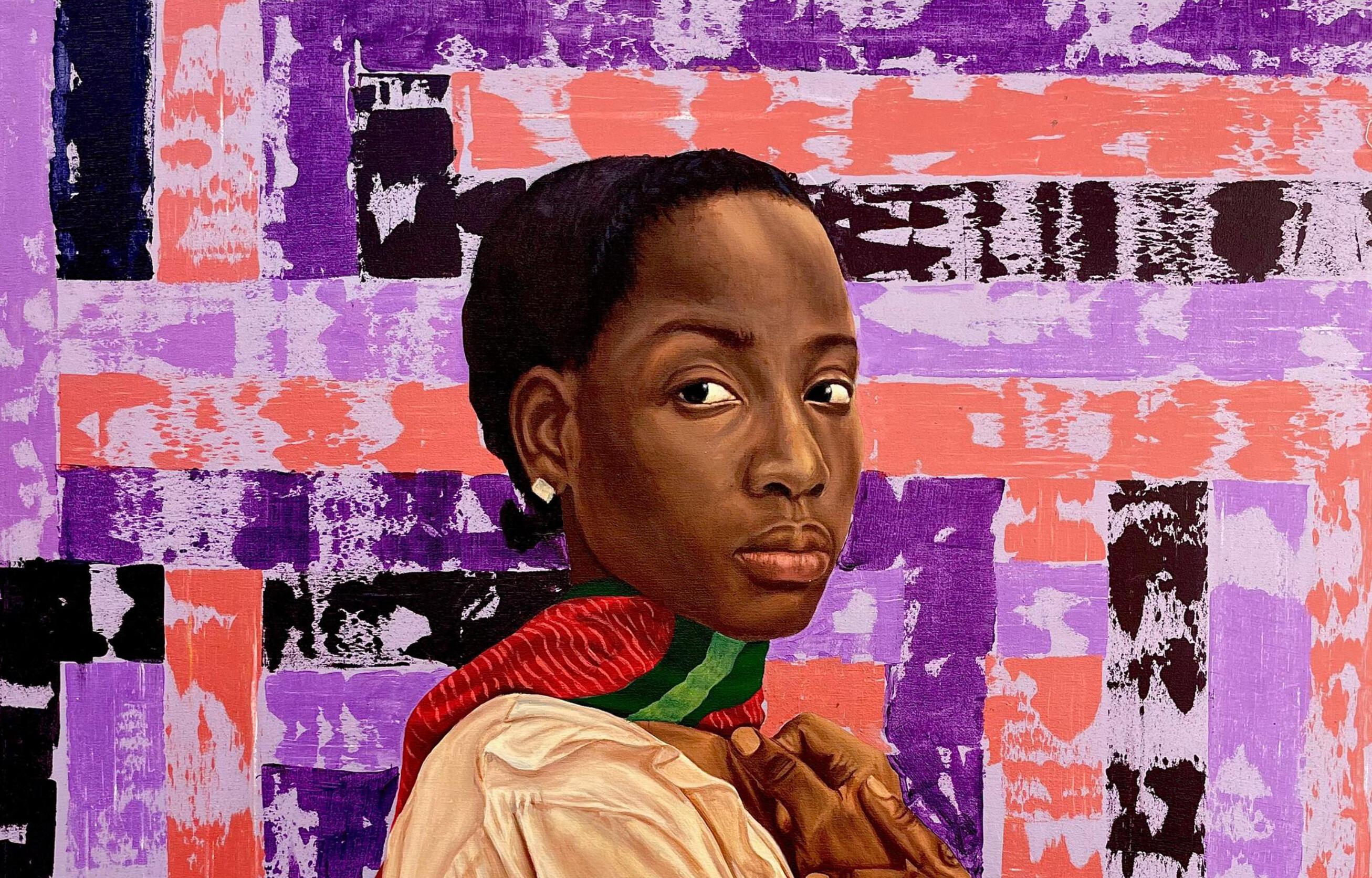 Sussurro nel buio - 21° secolo, Contemporaneo, Figurativo, Ritratto, Donne - Painting di Adebayo Taiwo