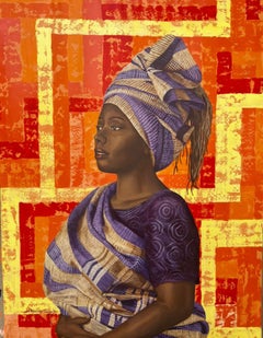 Belleza tejida - Siglo XXI, Contemporáneo, Figurativo, Retrato, África, Mujer