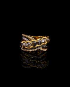 ADeitiy cocktail ring made with recycled sterling silver and fantasy-cut diamond