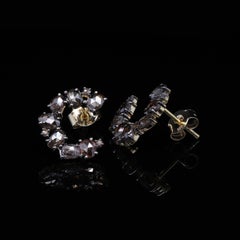 Adeitiy Recycled Silver Earrings with Brown Rose-Cut and Fantasy Cut Diamonds