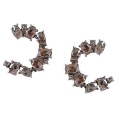 Adeitiy Recycled Silver Earrings with Brown Rose-Cut and Fantasy Cut Diamonds