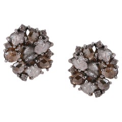 Adeitiy Recycled Silver Earrings with Brown Rose-Cut and Fantasy Cut Diamonds