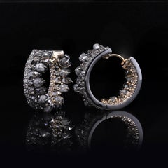 Adeitiy Recycled Silver Earrings with Brown Rose-Cut and Mined Diamonds