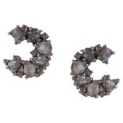 Adeitiy Recycled Silver Earrings with Brown Rose-Cut and Mined Diamonds