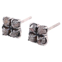 Adeitiy recycled silver earrings with mined diamonds and oxidized finish