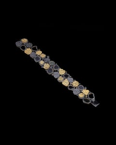 A.deitiy silver bracelet with flat diamonds & 3 micron yellow gold plating