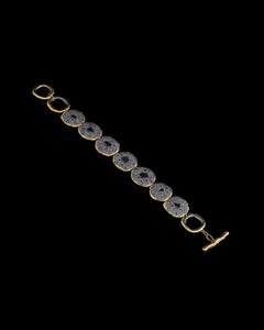 A.deitiy silver bracelet with flat diamonds & 3 micron yellow gold plating