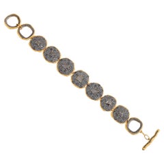 A.deitiy silver bracelet with flat diamonds & 3 micron yellow gold plating