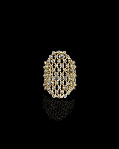 Adeitiy silver cocktail ring with brown rose-cut diamonds & 3micron gold plating