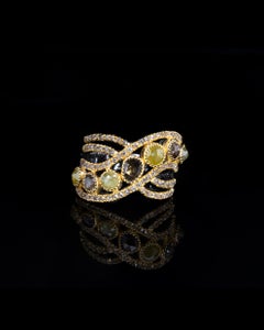 Adeitiy silver cocktail ring with brown rose-cut diamonds & 3micron gold plating