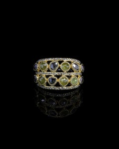 Adeitiy silver cocktail ring with brown rose-cut diamonds & 3micron gold plating