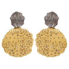 A.deitiy silver earrings with brown rose-cut, 3 micron gold & rhodium plating
