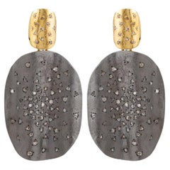 A.deitiy silver earrings with brown rose-cut, 3 micron gold & rhodium plating