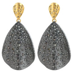 A.deitiy silver earrings with brown rose-cut, 3 micron gold & rhodium plating