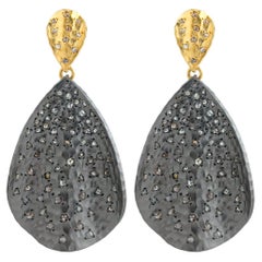 A.deitiy silver earrings with brown rose-cut, 3 micron gold & rhodium plating 